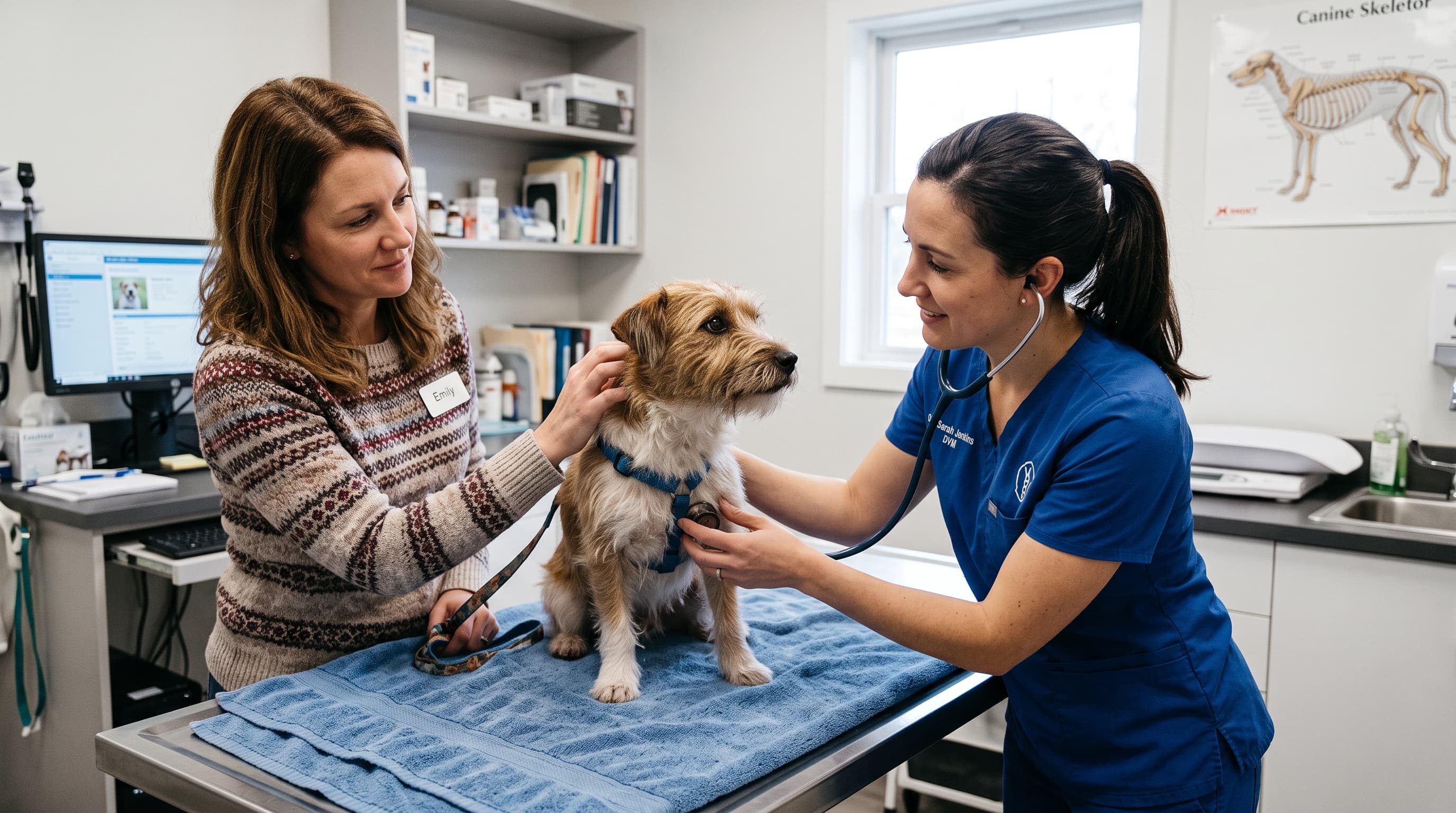 Cão em consulta veterinária